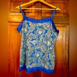 Ann Taylor beautiful royal blue paisley print cami
